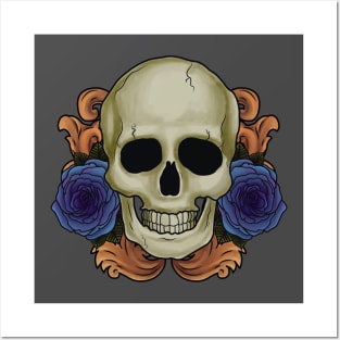 Skull and roses Posters and Art